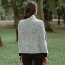 A10101 Newgrange Fern Design Irish Wrap in HARBOR GREY Colour Lifestyle Back Side View Gaelsong
