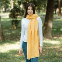 A10101 Newgrange Fern Design Irish Wrap in PASTEL RED Colour Lifestyle Gaelsong
