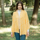 A10101 Newgrange Fern Design Irish Wrap in PASTEL RED Colour Lifestyle Styling Gaelsong
