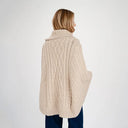 A10102 Merino Zip Collar Aran Poncho Parsnip Color Back View Gaelsong
