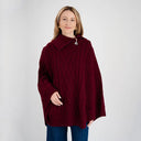 A10102 Merino Zip Collar Aran Poncho Wine Color Gaelsong

