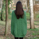 A10103 Irish Knit Cable Poncho with Button Collar Green Color Lifestyle Gaelsong
