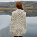 A10103 Irish Knit Cable Poncho with Button Collar Lifestyle Gaelsong
