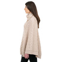 A10103 Irish Knit Cable Poncho with Button Collar PARSNIP Studio Side View Gaelsong
