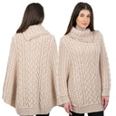 A10103 Irish Knit Cable Poncho with Button Collar PARSNIP Studio Gaelsong
