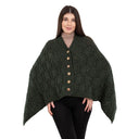 A10104 Side Buttons Irish V-Shaped Poncho Army Green Color Studio Gaelsong
