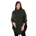 A10104 Side Buttons Irish V-Shaped Poncho Army Green Color Studio Gaelsong
