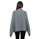 A10104 Side Buttons Irish V-Shaped Poncho Misty Blue Color Back View  Gaelsong
