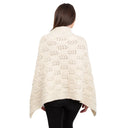 A10104 Side Buttons Irish V-Shaped Poncho White Color Back View Gaelsong
