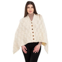 A10104 Side Buttons Irish V-Shaped Poncho White Color Studio Gaelsong
