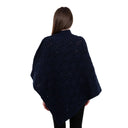 A10104 Side Buttons Irish V-Shaped Poncho Navy Color Back View  Gaelsong
