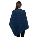 A10104 Side Buttons Irish V-Shaped Poncho Ocean Blue Color Back View  Gaelsong
