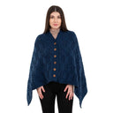 A10104 Side Buttons Irish V-Shaped Poncho Ocean Blue Color Studio Gaelsong
