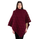 A10104 Side Buttons Irish V-Shaped Poncho Wine Color Studio Gaelsong
