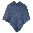 A10105 DENIM BLUE Colour V Shaped Merino Wool Aran Poncho Studio Gaelsong
