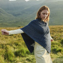 A10105 ATLANTI CBLUE V Shaped Merino Wool Aran Poncho Gaelsong
