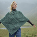 A10105 CONNEMARA GREEN V Shaped Merino Wool Aran Poncho Gaelsong
