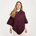 A10105 PURPLE HAZE V Shaped Merino Wool Aran Poncho Gaelsong
