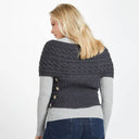 A10106 Color CHARCOAL Ladies Aran Cable Knit Wrap Cardigan Merino Wool Gaelsong