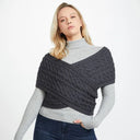 A10106 Color CHARCOAL Ladies Aran Cable Knit Wrap Cardigan Lifestyle Gaelsong