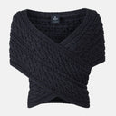 A10106 Color CHARCOAL Ladies Aran Cable Knit Wrap Cardigan Front Side Gaelsong