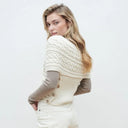 A10106 Color NATURAL WHITE Ladies Aran Cable Knit Wrap Cardigan Gaelsong