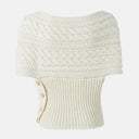 A10106 Color NATURAL WHITE Ladies Aran Cable Knit Wrap Cardigan Back View Gaelsong