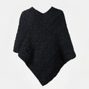 
A10107 Color CHARCOAL Buttoned Irish Cable Knit Poncho Front Side Gaelsong