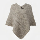 
A10107 Color SKIDDAW Buttoned Irish Cable Knit Poncho Front Side Gaelsong