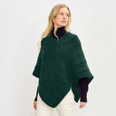 A10108 CONNEMARA-GREEN Colour Merino Wool V-Shaped Aran Cable Poncho Gaelsong
