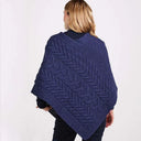 A10109 Blue Color Super Soft Merino Ladies Irish Poncho Back Side View Gaelsong