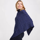 
A10109 BLUE Color Super Soft Merino Ladies Irish Poncho Side View Gaelsong