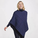 A10109 BLUE Color Super Soft Merino Ladies Irish Poncho Lifestyle Gaelsong