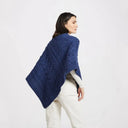 A10109 Blue Color Super Soft Merino Ladies Irish Poncho Back Side View Gaelsong