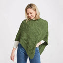 
A10109 MEADOW GREEN Color Super Soft Merino Ladies Irish Poncho Lifestyle Gaelsong
