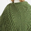 
A10109 MEADOW GREEN Color Super Soft Merino Ladies Irish Poncho Closeup Gaelsong