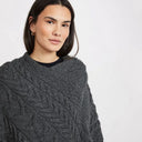 A10109 CHARCOAL Color Super Soft Merino Ladies Irish Poncho Lifestyle Gaelsong