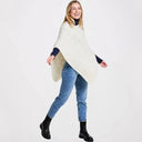 A10109 NATURAL WHITE Color Super Soft Merino Ladies Irish Poncho Lifestyle Gaelsong