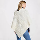 A10109 NATURAL WHITE Color Super Soft Merino Ladies Irish Poncho Back Gaelsong