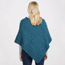 A10109 Color TEAL BLUE SuperSoft Merino Ladies Irish Poncho Back View  Gaelsong