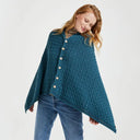 A10110 Color Misty BLUE SuperSoft Merino Wool Irish Poncho with Buttons Gaelsong
