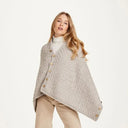 A1011 Color MISTY GREY SuperSoft Merino Wool Irish Poncho with Buttons Front Side Gaelsong
