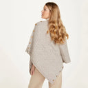 A10110 Color MISTY GREY SuperSoft Merino Wool Irish Poncho with Buttons Back Side Gaelsong
