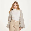 A1011 Color MISTY GREY SuperSoft Merino Wool Irish Poncho with Buttons Front Side Gaelsong
