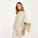 A10110 Color NATURAL WHITE SuperSoft Merino Wool Irish Poncho with Buttons Gaelsong
