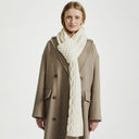 A10111 NATURAL WHITE Women's Pull Through Cable Knit Shawl Lifestyle Gaelsong