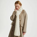 A10111 NATURAL WHITE Women's Pull Through Cable Knit Shawl Gaelsong
