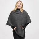 A10112 CHARCOAL GREY Ladies Merino Wool Herringbone Poncho Gaelsong

