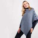 A10112 DENIM MIX Ladies Merino Wool Herringbone Poncho Lifestyle Gaelsong
