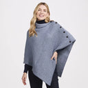 A10112 DENIM MIX Ladies Merino Wool Herringbone Poncho Lifestyle Gaelsong
